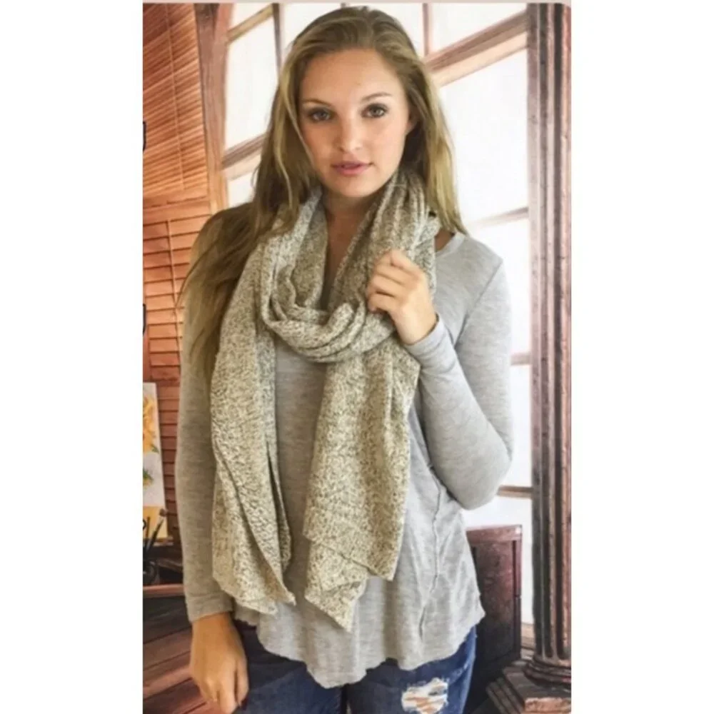 NWT Boutique Beige Cozy Long Knit Scarf - Picture 2 of 9